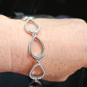 Fossil Silver and Rhinestone Link Bracelet